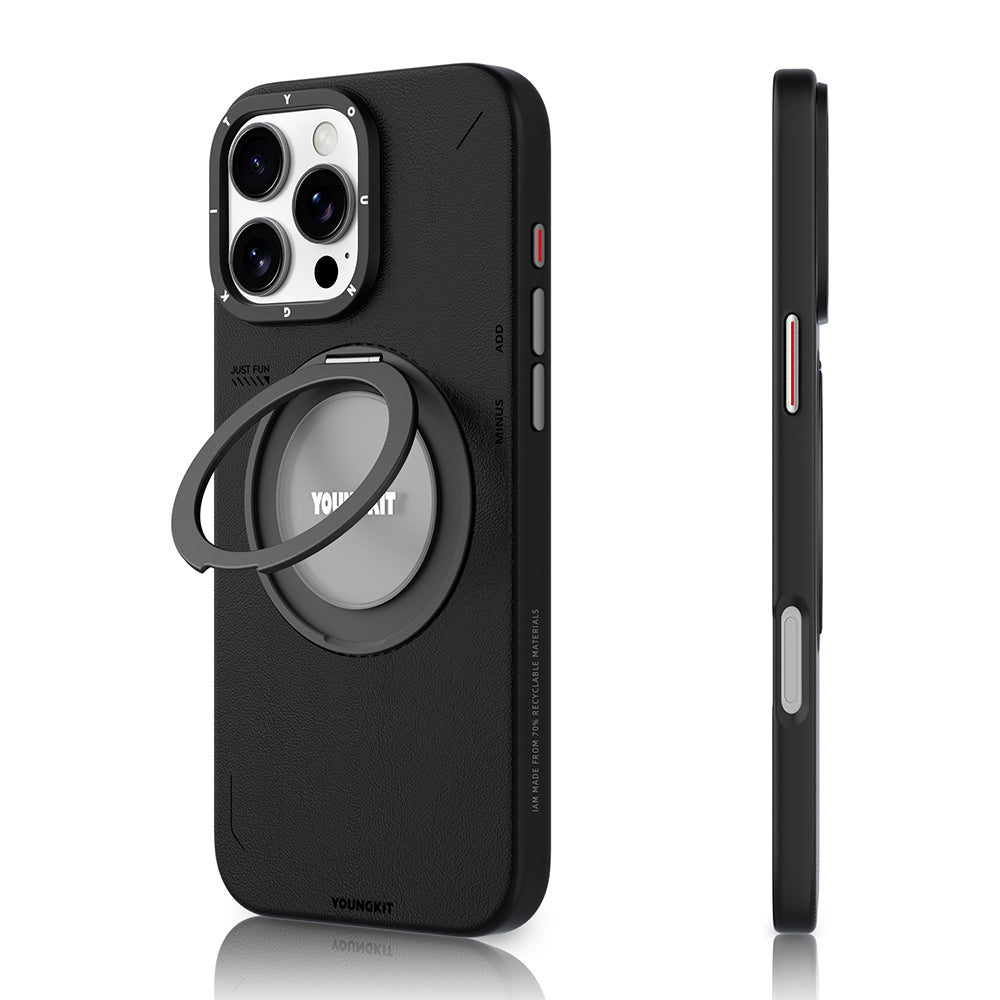 Youngkit Tech Leather Serisi iPhone 16 Pro Max Magsafe Şarj Özellikli 360° Standlı Basit Mat Deri Desenli Telefon Kılıfı-2 Youngkit Tech Leather Serisi iPhone 16 Pro Max Magsafe Şarj Özellikli 360° Standlı Basit Mat Deri Desenli Telefon Kılıfı-2